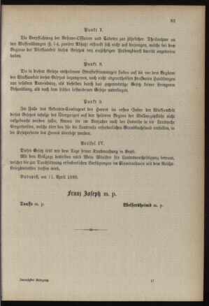 Verordnungsblatt für die Kaiserlich-Königliche Landwehr 18890420 Seite: 29