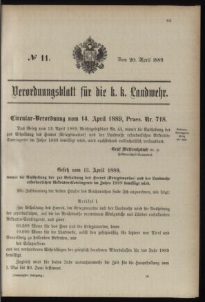 Verordnungsblatt für die Kaiserlich-Königliche Landwehr 18890420 Seite: 31