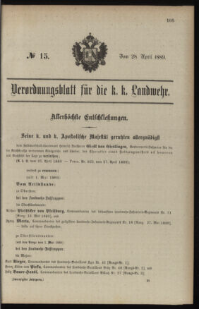 Verordnungsblatt für die Kaiserlich-Königliche Landwehr 18890428 Seite: 5