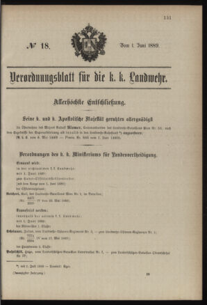 Verordnungsblatt für die Kaiserlich-Königliche Landwehr 18890601 Seite: 1