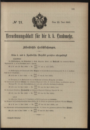 Verordnungsblatt für die Kaiserlich-Königliche Landwehr 18890622 Seite: 1