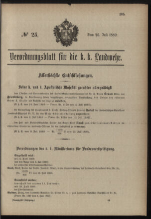 Verordnungsblatt für die Kaiserlich-Königliche Landwehr 18890725 Seite: 1