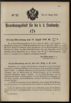 Verordnungsblatt für die Kaiserlich-Königliche Landwehr 18890814 Seite: 7