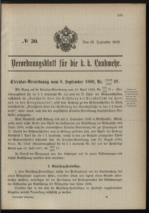 Verordnungsblatt für die Kaiserlich-Königliche Landwehr 18890914 Seite: 1