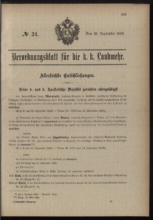 Verordnungsblatt für die Kaiserlich-Königliche Landwehr 18890921 Seite: 1