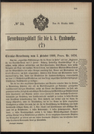 Verordnungsblatt für die Kaiserlich-Königliche Landwehr 18891014 Seite: 1