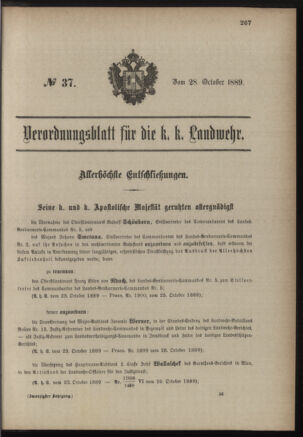 Verordnungsblatt für die Kaiserlich-Königliche Landwehr 18891028 Seite: 1