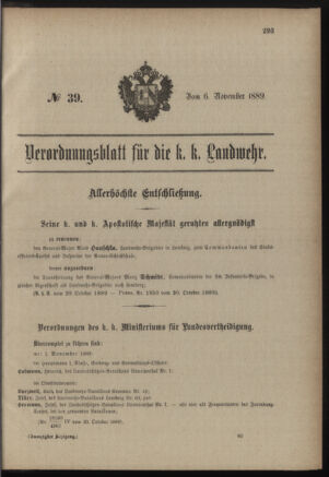 Verordnungsblatt für die Kaiserlich-Königliche Landwehr 18891106 Seite: 1