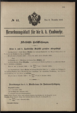 Verordnungsblatt für die Kaiserlich-Königliche Landwehr 18891211 Seite: 1