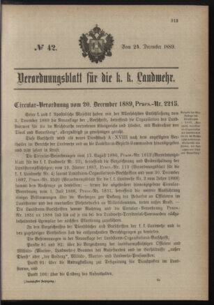 Verordnungsblatt für die Kaiserlich-Königliche Landwehr 18891224 Seite: 1