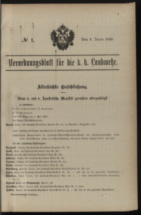 Verordnungsblatt für die Kaiserlich-Königliche Landwehr 18900104 Seite: 1