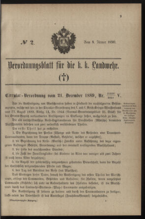 Verordnungsblatt für die Kaiserlich-Königliche Landwehr 18900104 Seite: 9