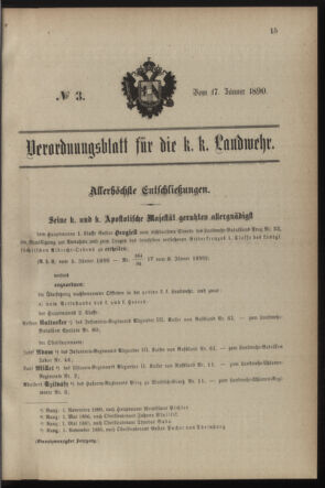 Verordnungsblatt für die Kaiserlich-Königliche Landwehr 18900117 Seite: 1