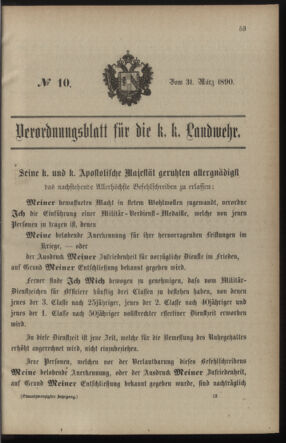 Verordnungsblatt für die Kaiserlich-Königliche Landwehr