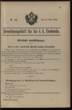 Verordnungsblatt für die Kaiserlich-Königliche Landwehr 18900416 Seite: 1