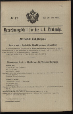 Verordnungsblatt für die Kaiserlich-Königliche Landwehr