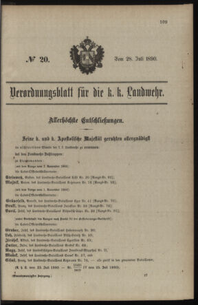 Verordnungsblatt für die Kaiserlich-Königliche Landwehr 18900728 Seite: 1