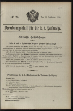 Verordnungsblatt für die Kaiserlich-Königliche Landwehr 18900916 Seite: 1