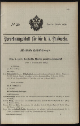 Verordnungsblatt für die Kaiserlich-Königliche Landwehr 18901027 Seite: 1