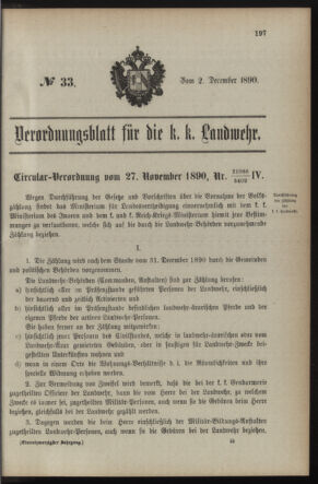 Verordnungsblatt für die Kaiserlich-Königliche Landwehr 18901202 Seite: 1