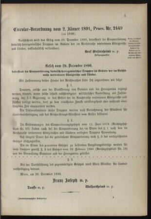 Verordnungsblatt für die Kaiserlich-Königliche Landwehr 18910112 Seite: 5