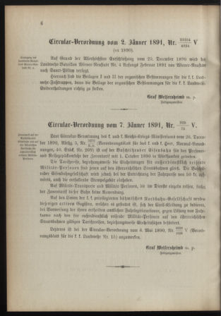 Verordnungsblatt für die Kaiserlich-Königliche Landwehr 18910112 Seite: 6