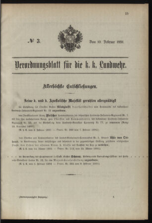 Verordnungsblatt für die Kaiserlich-Königliche Landwehr 18910210 Seite: 1