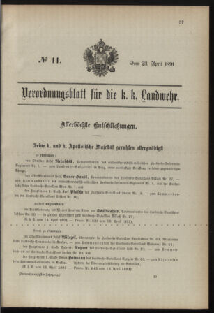 Verordnungsblatt für die Kaiserlich-Königliche Landwehr