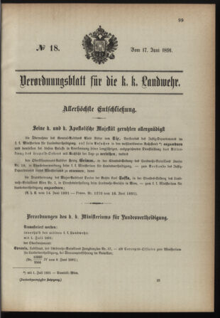 Verordnungsblatt für die Kaiserlich-Königliche Landwehr 18910617 Seite: 1