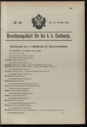 Verordnungsblatt für die Kaiserlich-Königliche Landwehr 18911231 Seite: 1