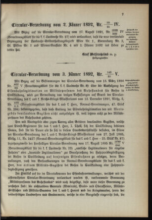 Verordnungsblatt für die Kaiserlich-Königliche Landwehr 18920109 Seite: 7