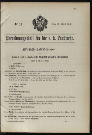 Verordnungsblatt für die Kaiserlich-Königliche Landwehr 18920429 Seite: 5