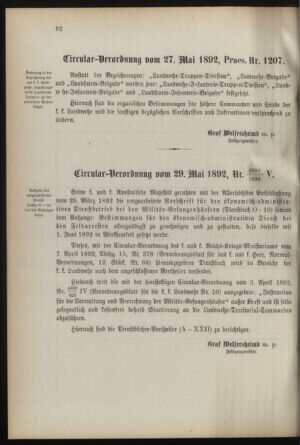 Verordnungsblatt für die Kaiserlich-Königliche Landwehr 18920610 Seite: 6