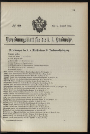 Verordnungsblatt für die Kaiserlich-Königliche Landwehr