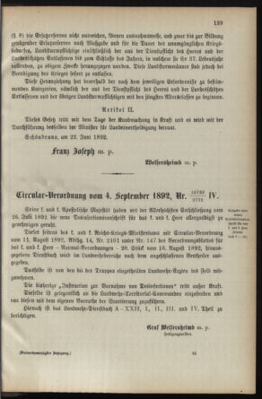 Verordnungsblatt für die Kaiserlich-Königliche Landwehr 18920914 Seite: 9