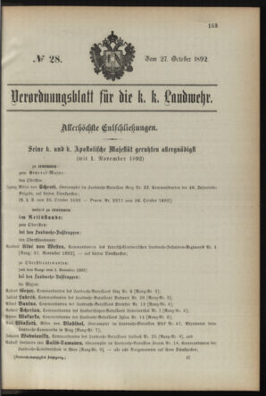 Verordnungsblatt für die Kaiserlich-Königliche Landwehr