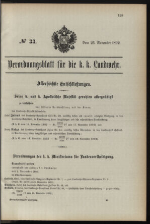 Verordnungsblatt für die Kaiserlich-Königliche Landwehr 18921125 Seite: 1