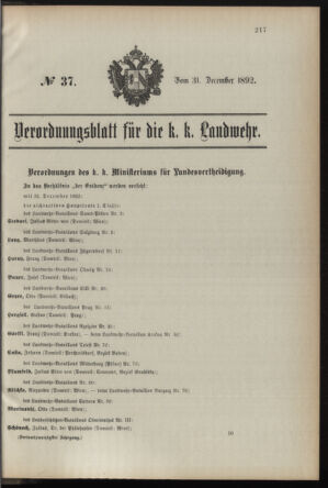 Verordnungsblatt für die Kaiserlich-Königliche Landwehr 18921231 Seite: 1