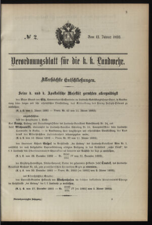 Verordnungsblatt für die Kaiserlich-Königliche Landwehr 18930113 Seite: 1