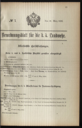 Verordnungsblatt für die Kaiserlich-Königliche Landwehr