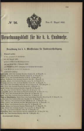 Verordnungsblatt für die Kaiserlich-Königliche Landwehr 18930817 Seite: 1