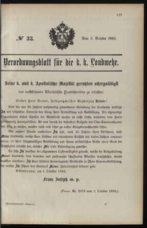 Verordnungsblatt für die Kaiserlich-Königliche Landwehr 18931003 Seite: 1