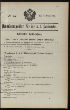 Verordnungsblatt für die Kaiserlich-Königliche Landwehr 18931011 Seite: 1