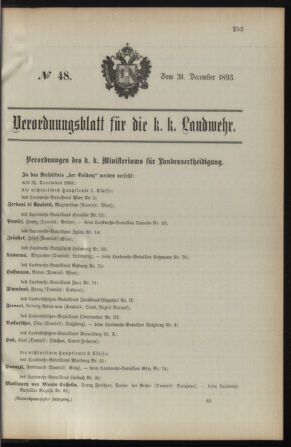 Verordnungsblatt für die Kaiserlich-Königliche Landwehr 18931231 Seite: 1