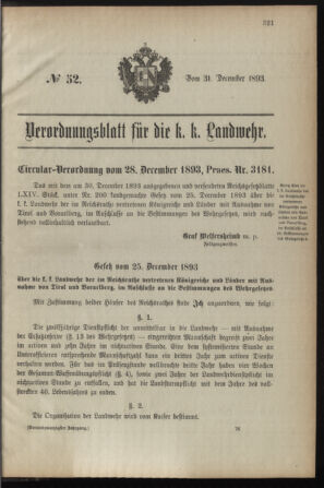 Verordnungsblatt für die Kaiserlich-Königliche Landwehr 18931231 Seite: 69