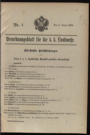 Verordnungsblatt für die Kaiserlich-Königliche Landwehr 19040105 Seite: 1