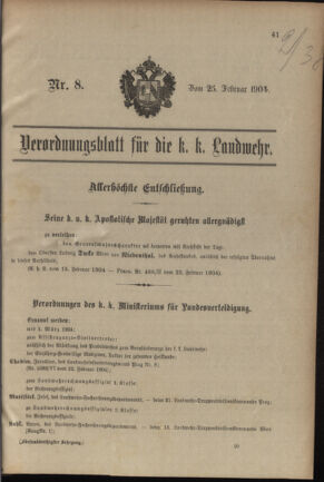 Verordnungsblatt für die Kaiserlich-Königliche Landwehr