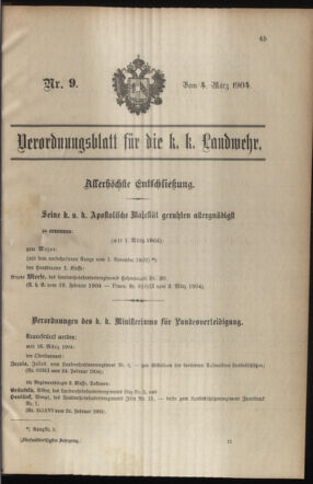 Verordnungsblatt für die Kaiserlich-Königliche Landwehr 19040304 Seite: 1