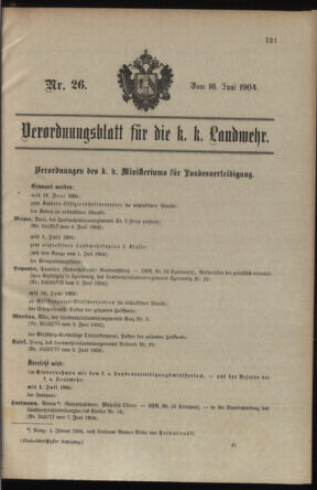 Verordnungsblatt für die Kaiserlich-Königliche Landwehr 19040616 Seite: 1