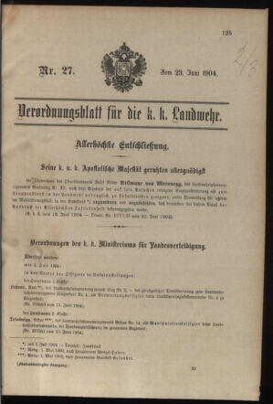 Verordnungsblatt für die Kaiserlich-Königliche Landwehr 19040623 Seite: 1